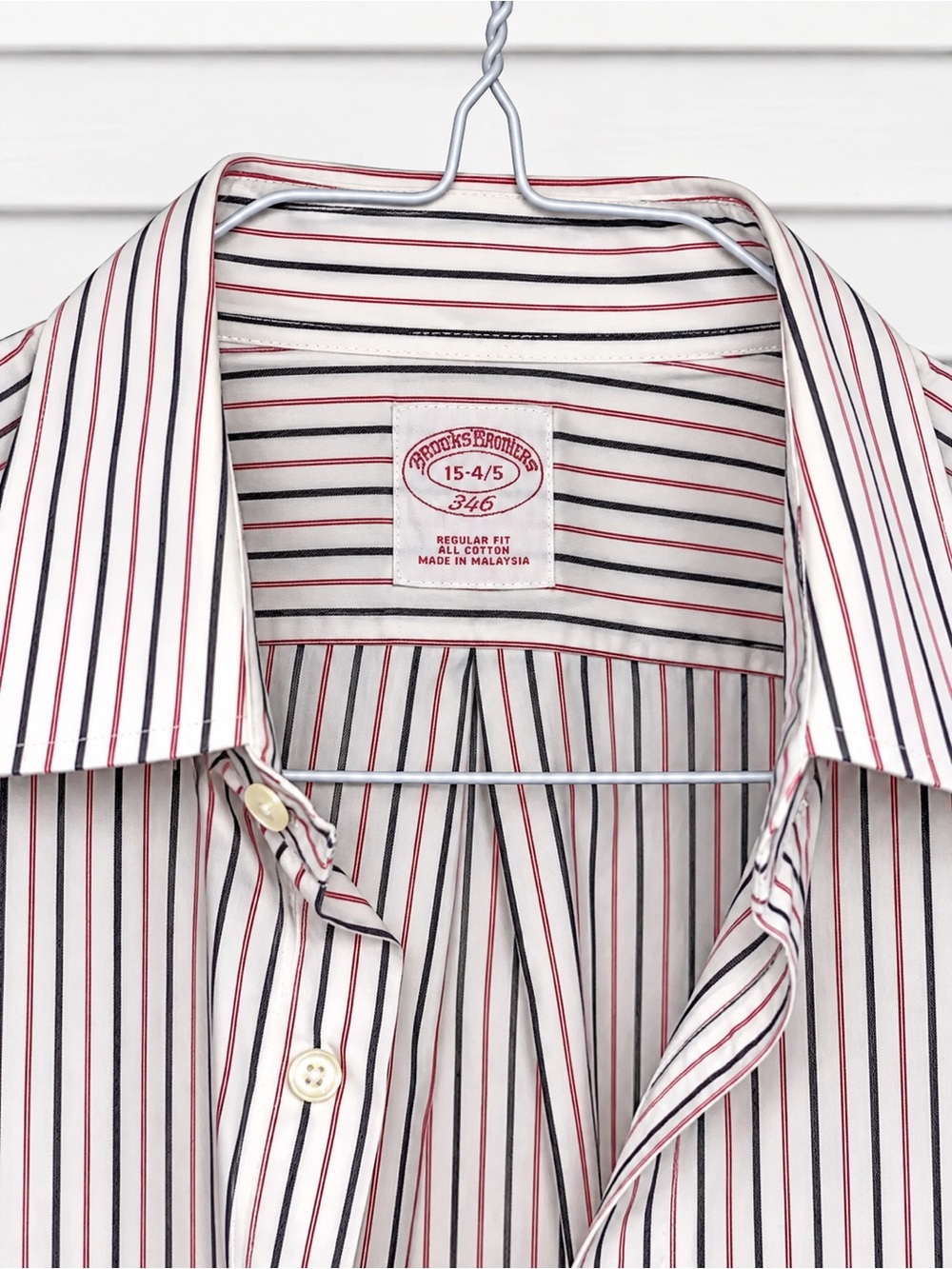 Brooks Brothers White Dress Shirt with Pink and Black Stripes